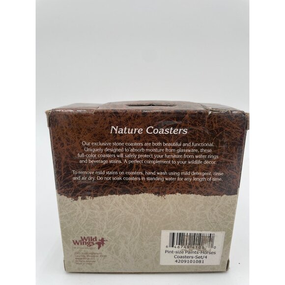 Wild Wings Stone Coasters Pint-Size Paints Horses Design Set/4 - Picture 2 of 4